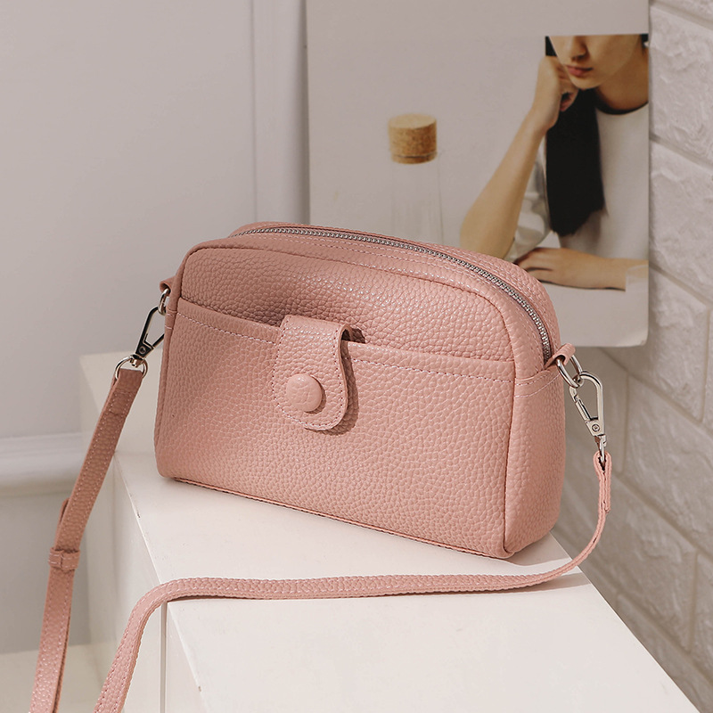 color_1-1680 Women Fashion Simple Solid Color Small Square Crossbody Bag - Image 1
