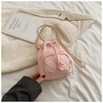 Wholesale Women Fashion Casual Solid Color Rhomboid Chain Bucket Drawstring Crossbody Bag - Image 6