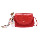 Wholesale Women Fashion Crocodile Flap Mini Silk Scarf Crossbody Bag - Image 7