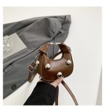 Women Fashion Casual Solid Color Rivet Crossbody Bag - Image 7
