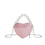 Wholesale Women Fashion Casual Solid Color Heart-Shaped Beads Chain Crossbody Bag - Image 6