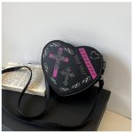 Wholesale Women Fashion Retro Gothic Cross Printed Love Shaped Chain Crossbody Bag - Image 5