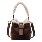 Wholesale Women Fashion Casual Lamb Wool Suede Bucket Crossbody Bag - Image 6