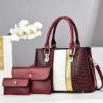 Wholesale Women Fashion Casual Bright Stone-Print Large Capacity PU Handbag Three-Pice Set - Image 5