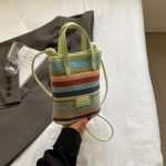 Wholesale Women Fashion Vacation Contrast Color Straw Woven Mobile Phone Crossbody Bag - Image 6