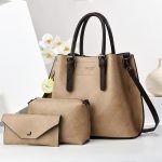 Women Retro Casual Solid Color Soft PU Handbag Three-Piece Set - Image 4
