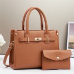 Women Fashion Casual Solid Color Large Capacity Handbag Two-Piece Set - Image 5