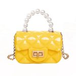 Wholesale Women Elegant Mini Flap Buckle Design Pearl Decoration Solid Color PU Crossbody Bag - Image 8