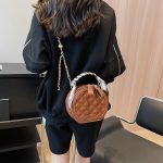 Wholesale Women Fashion Solid Color Rhombic Zipper Round Chain Crossbody Bag - Image 7