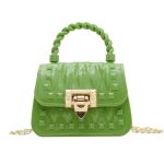 Women Fashion Solid Color Mini Lock Chain Crossbody Bag - Image 7