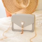 Wholesale Women Chic Flap Buckle Design Cat Tassel Decoration Color Blocking PU Crossbody Bag - Image 6