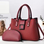 Women Fashion Simple Solid Color Bag Large Capacity Handbag Two-Piece Set - Image 4