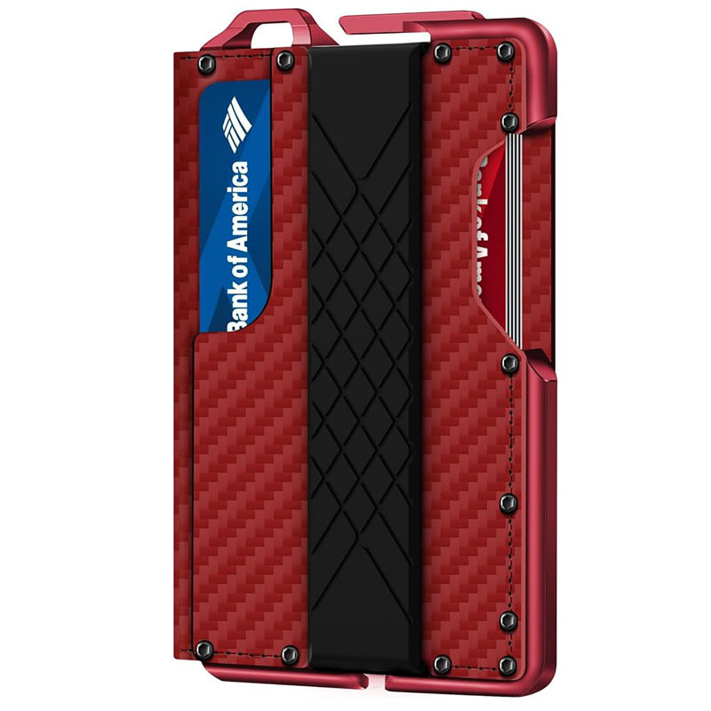 color_1-2030 Wholesale Men'S Fashion Casual Carbon Fiber Metal Anti-Magnetic Automatic Shot Card Wallet - Image 1