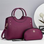 Wholesale Women Fashion Casual Solid Color Bag Large Capacity Handbag Two-Piece Set - Image 5