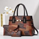 Wholesale Women Fashion Casual Bag Stitching Large-Capacity Handbag Three-Piece Set - Image 3