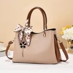 Wholesale Women Fashion Casual Contrast Color Ribbon Pendant Handbag Bag - Image 3