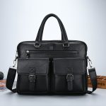 Wholesale Men Large-Capacity Business Briefcase Zipper PU Soft Messenger Handbag