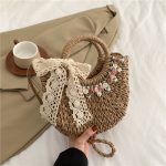 Wholesale Women Fashion Casual Floral Woven Beach Handbag - Image 6