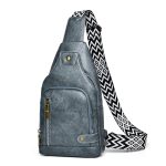 Wholesale Men Casual Vintage Commuter Zipper PU Chest Bag - Image 8