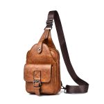 Wholesale Men Casual Vintage Commuter Zipper PU Chest Bag - Image 10