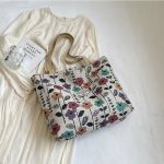 Wholesale Women Fashion Casual Large Capacity Floral Printed Canvas Tote Bag - Image 6