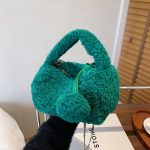 Wholesale Women Fashion Cute Solid Color Fluffy Plush Handbag - Image 5