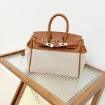 Elegant Large Capacity Canvas Color Contrast Handbags - Image 8