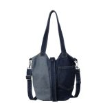 Wholesale Fashion Contrast Color Stitching Large Capacity Denim Bucket Handbags - Image 6