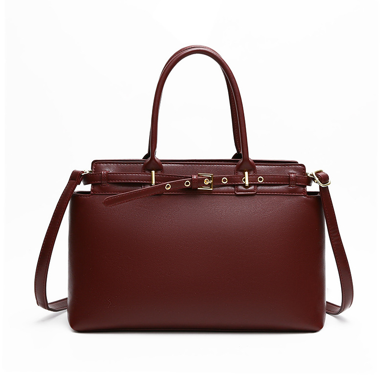 color_1-259 Wholesale Women Fashion Simple Solid Color Large Capacity Handbag - Image 1