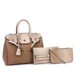 Wholesale Women Bag Casual Litchi Pattern Stitching Crocodile Pattern Handbag Three-Piece Set - Image 7