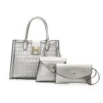 Wholesale Women Fashion Casual Solid Color Bag Stone Pattern Handbag Three-Piece Set - Image 5