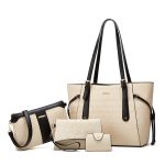 Wholesale Women Fashion Simple Contrast Color Large Capacity Handbag 4piece Set - Image 5