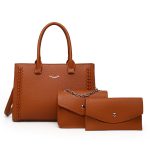 Wholesale Women Fashion Casual Solid Color Litchi Pattern Handbag Three-Piece Bag Set - Image 7