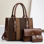 Wholesale Women Fashion Casual Color Block Large Capacity 3-Piece Set Handbag - Image 3