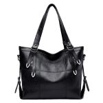 Women Fashion Casual Solid Color Pu Soft Leather Large Capacity Water-Repellent Tote Bag - Image 6