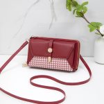 Wholesale Women Fashion Casual Houndstooth Double Zipper Shoulder Bag