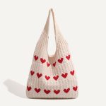 Wholesale Women Fashion Casual Knitted Love Large Capacity Shoulder Bag - Image 7