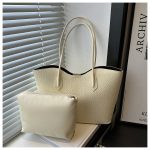 Wholesale Women Fashion Casual Solid Color Tote Bag Two-Piece Bag Set - Image 7