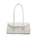 Wholesale Women Fashion Casual Solid Color Wax Leather Baguette Shoulder Bag - Image 7