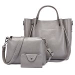 Wholesale Women Fashion Casual Solid Color Handbag Three-Piece Bag Set