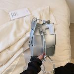 Wholesale Women Fashion Solid Color Woven Pu Bucket Shoulder Bag - Image 7