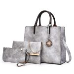 Wholesale Women Fashion Casual Solid Color Handbag Three-Piece Bag Set - Image 5