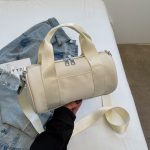 Wholesale Women Fashion Simple Solid Color Cylindrical Shoulder Bag