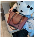 Wholesale Women Fashion Casual Solid Color Soft Leather Large Capacity Chain Shoulder Bag - Image 7
