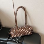 Wholesale Women Fashion Casual Polo Dot Printed Cylindrical Shoulder Bag - Image 7