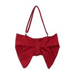 Women Fashion Solid Color Pleated Bowknot Large Capacity Shoulder Bag - Image 7