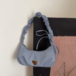 Women Fashion Casual Solid Color Pleated Lace-Up Shoulder Bag - Image 7