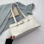 Wholesale Women Fashion Casual Simple Solid Color Belt Buckle Shoulder Bag - Image 7