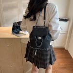 Wholesale Women Fashion Casual Solid Color Chain Backpack - Image 7
