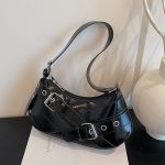 Wholesale Women Fashion Casual Solid Color Belt Baguette Shoulder Bag - Image 7